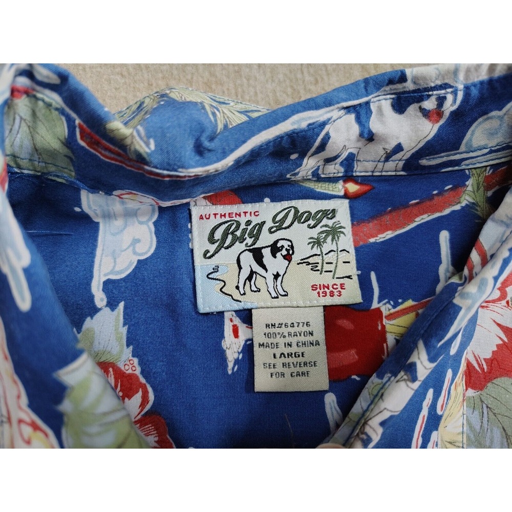 Big Dogs Shirt Cruise Tropical Alcohol Cocktail Button Up Lava Lounge Large‎ - Picture 3 of 7